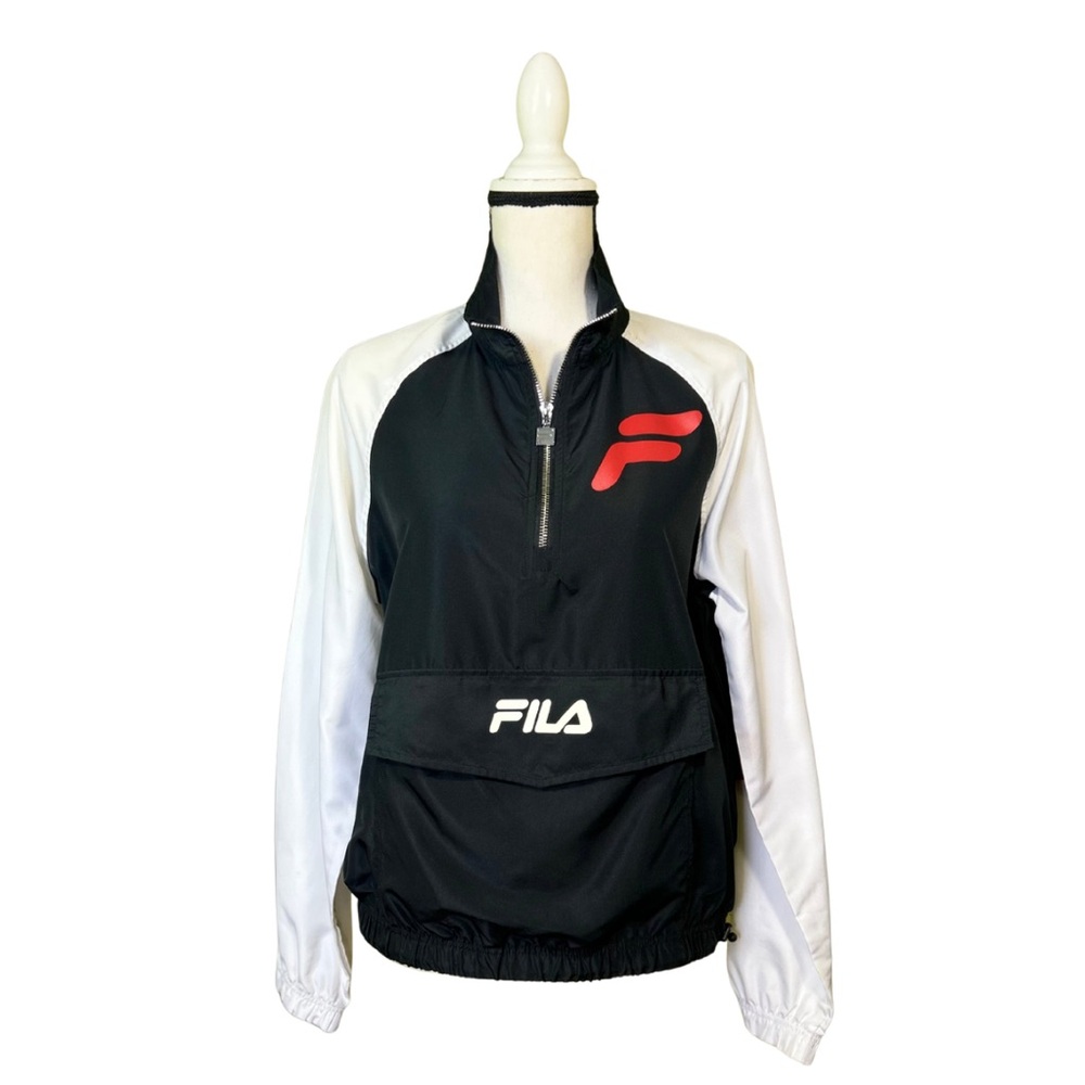 RARE VINTAGE Fila Women’s Athletic Black Pullover Half-Zip Track Jacket Retro